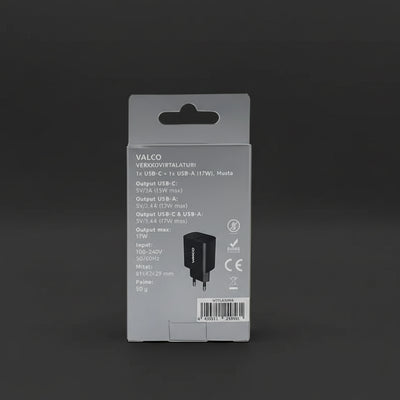 Verkkolaturi USB-A USB-C 5V